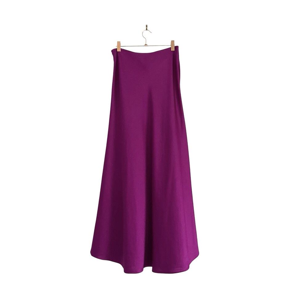 Trina Turk Aspen Satin Ruched Midi Skirt geranium Pink Sz 4 Dopamine Preppy Chic - Picture 4 of 11